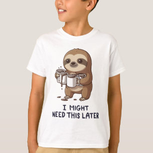 Ik heb misschien later koffie nodig - Lui slothumo T-shirt