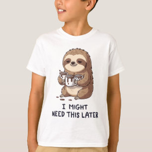 Ik heb misschien later koffie nodig - Lui slothumo T-shirt