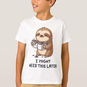 Ik heb misschien later koffie nodig - Lui slothumo T-shirt
