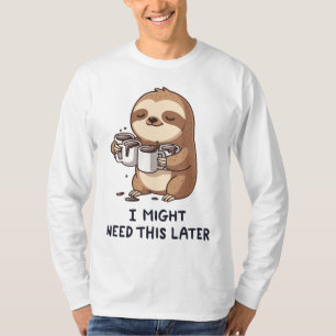 Ik heb misschien later koffie nodig - Lui slothumo T-shirt