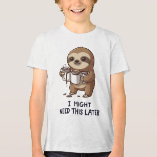 Ik heb misschien later koffie nodig - Lui slothumo Tri-Blend Shirt