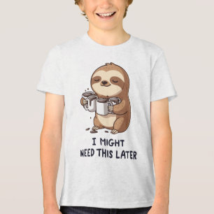 Ik heb misschien later koffie nodig - Lui slothumo Tri-Blend Shirt