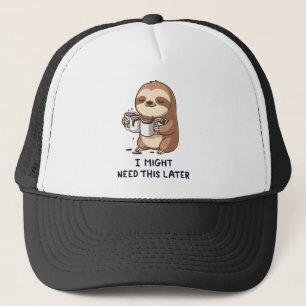 Ik heb misschien later koffie nodig - Lui slothumo Trucker Pet