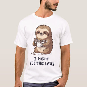 Ik heb misschien later koffie nodig - Luiheidsgrap T-shirt
