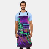 Ik heb misschien te hard neonskelet gefeest schort (Gedragen)