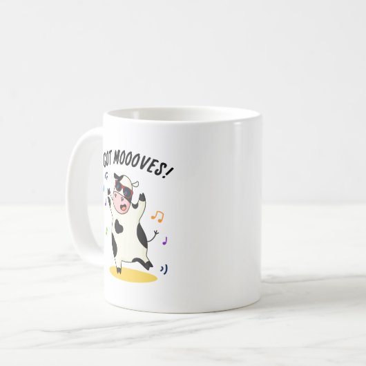 Ik heb Moooves Funny Dansende Koe Pun Koffiemok (Voorkant links)