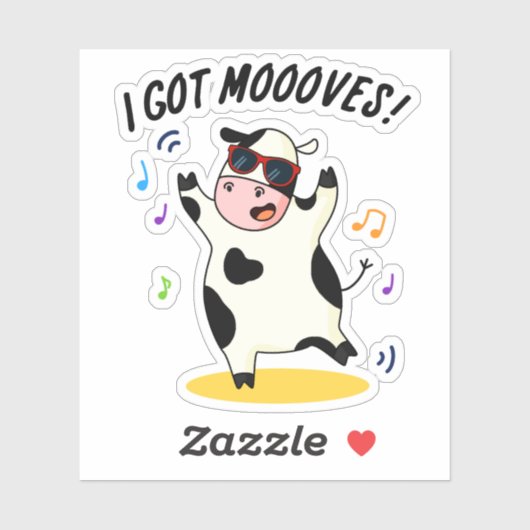 Ik heb Moooves Funny Dansende Koe Pun Sticker (Vel)