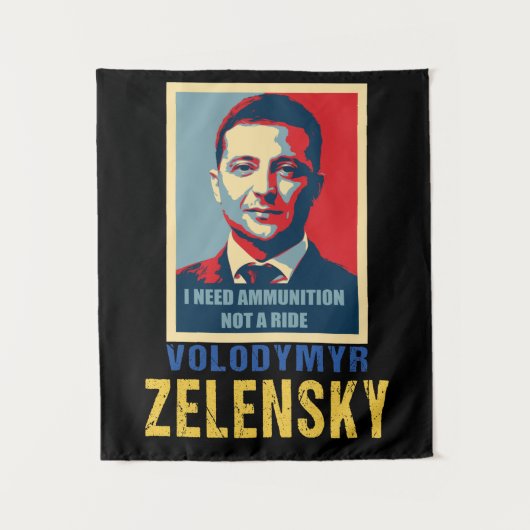Ik heb munitie nodig, geen lift, Volodymyr Zelensk Wandkleed (Voorkant)