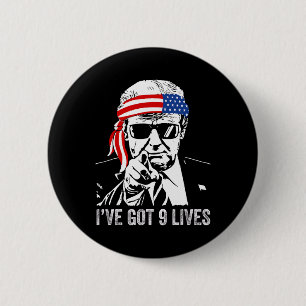 Ik heb negen levens - Trump 2024 Grappig Ronde Button 5,7 Cm