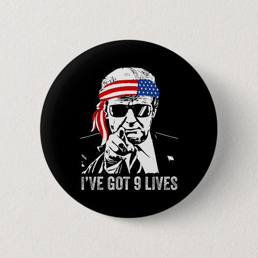 Ik heb negen levens - Trump 2024 Grappig Ronde Button 5,7 Cm (Voorkant)