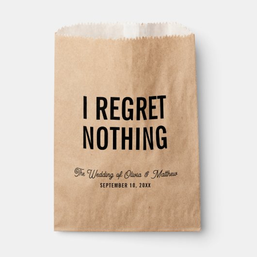 Ik heb nergens spijt van. Bruiloft feest / hotel w Bedankzakje (Voorkant)