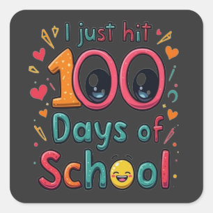Ik heb net 100 dagen van School Kawaii Design gera Vierkante Sticker