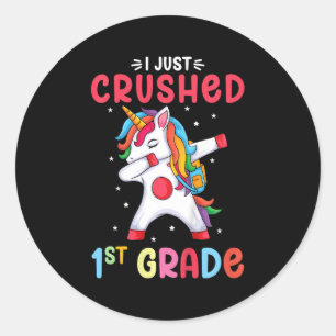 Ik heb net 1e klas meisjes Afstuderen eenhoorn ver Ronde Sticker