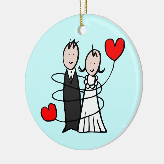 Ik heb net kerstversiering met huwelijk. keramisch ornament (Links)