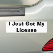 Ik heb net mijn licentie. bumpersticker (Op auto)