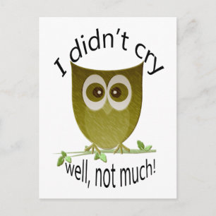 Ik heb niet gehuild, nou, niet veel! grappige Owl- Briefkaart