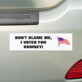 IK HEB NIET VOOR ROMNEY GESTEMD. BUMPERSTICKER (Op auto)