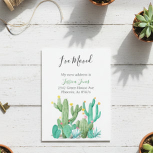 Ik heb nieuwe adres aankondiging huis cactus verpl briefkaart
