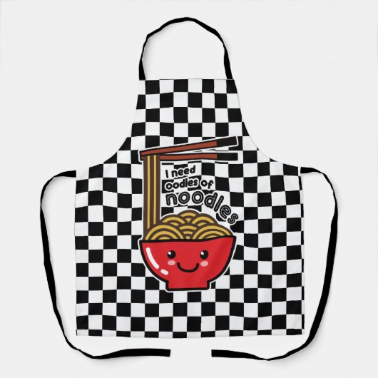 "Ik heb noedels nodig" Kawaii Ramen Bowl & Chopsti Schort (Voorkant)