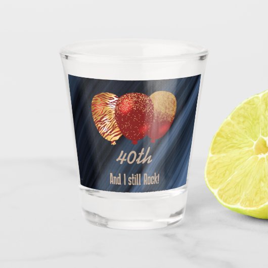 Ik heb nog steeds Rock Gold Glitter Red Balloons V Shot Glas (Voorkant)