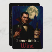 "Ik heb nooit Drink… Wijn" Vampire Horror Humor Kaart (Voorkant / Achterkant)