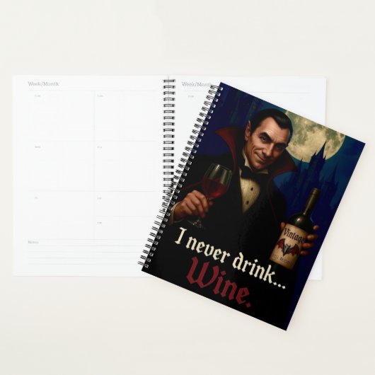"Ik heb nooit Drink… Wijn" Vampire Horror Humor Planner (Display)
