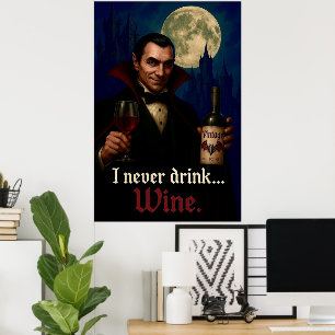 "Ik heb nooit Drink… Wijn" Vampire Horror Humor Poster