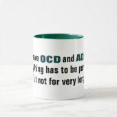 Ik heb OCD en ADD Typografie Mok (Midden)