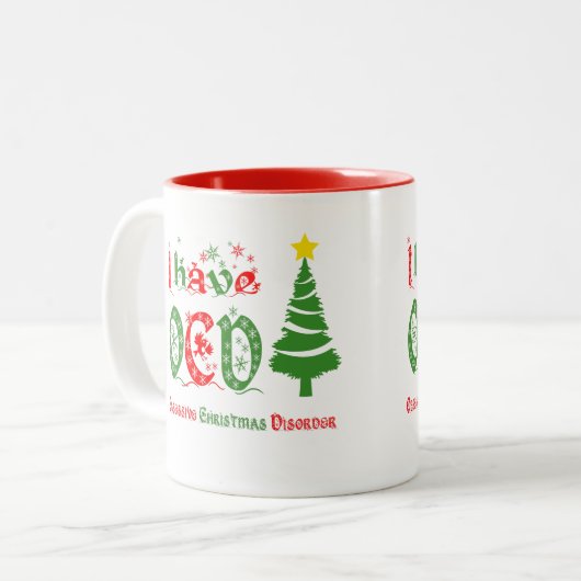 Ik heb OCD Obsessief-Kerststoornis Kleur Tweekleurige Koffiemok (Voorkant links)