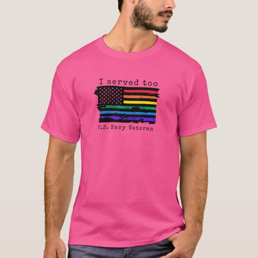 "Ik heb ook gediend" LGBTQ Mannen Cut Shirt - Navy (Voorkant)