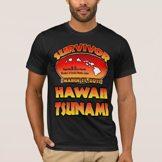Ik heb op 3 maart 2011 de tsunami in Hawaï overlee T-shirt (Voorkant)
