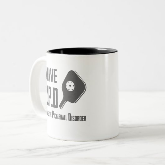 Ik heb OPD Obsessief Pickleball Disorder Tweekleurige Koffiemok (Voorkant links)
