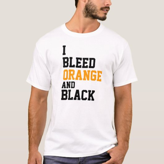 Ik heb oranje en zwart gebloed t-shirt (Voorkant)