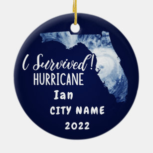 Ik heb overleefd. Hurrican Ian Custom Florida City Keramisch Ornament