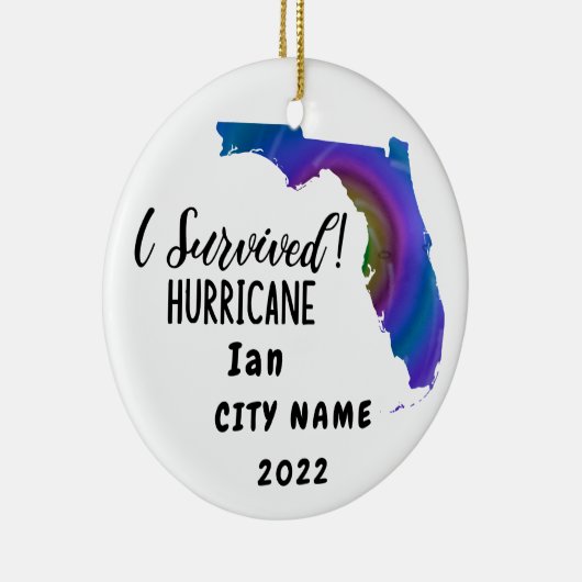 Ik heb overleefd. Hurrican Ian Custom Florida City Keramisch Ornament (Rechts)