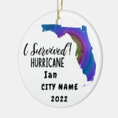 Ik heb overleefd. Hurrican Ian Custom Florida City Keramisch Ornament (Links)