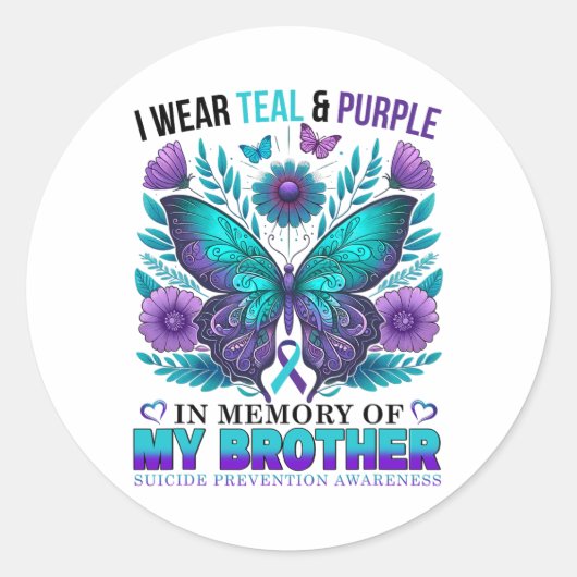 Ik heb Paarse Blauwgroen Draag ter nagedachtenis a Ronde Sticker (Voorkant)