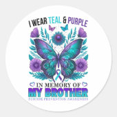 Ik heb Paarse Blauwgroen Draag ter nagedachtenis a Ronde Sticker (Voorkant)