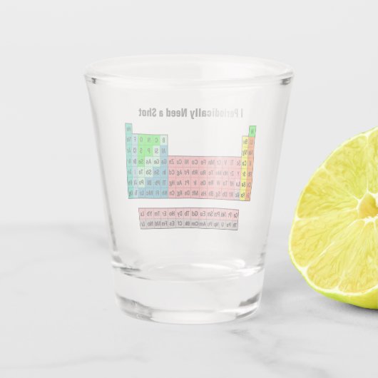 Ik heb periodiek een Shot-Periodic Table nodig Shot Glas (Achterkant)