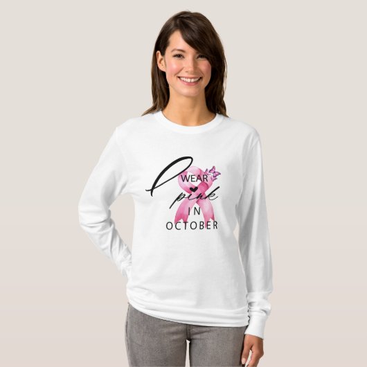 Ik heb Pink Draag in Oktober Breast Cancer Awarene T-shirt (Voorkant volledig)