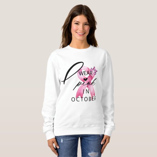Ik heb Pink Draag in Oktober Breast Cancer Awarene Trui (Voorkant volledig)