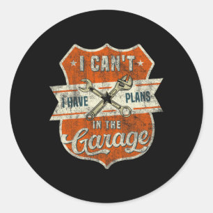Ik heb plannen in de garagevaders dag auto. ronde sticker