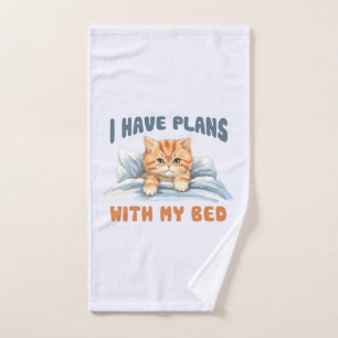 Ik heb plannen met mijn bed - Gezellige Oranje kat Bad Handdoek