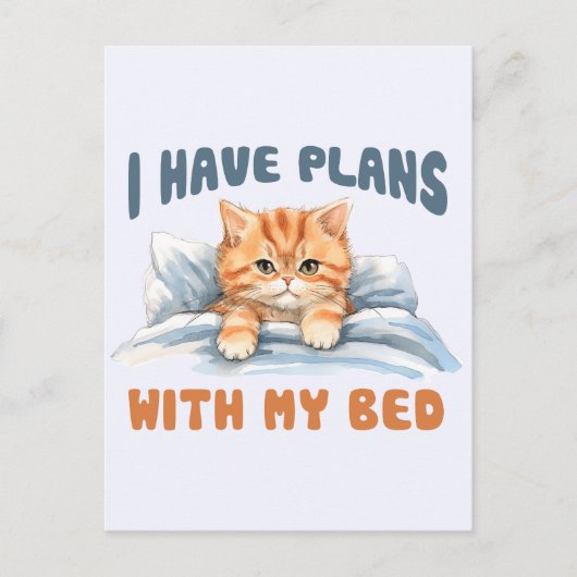 Ik heb plannen met mijn bed - Gezellige Oranje kat Briefkaart (Voorkant)