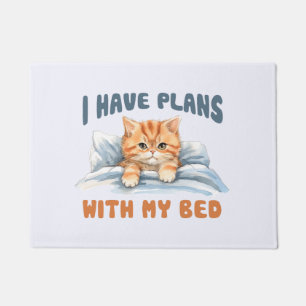 Ik heb plannen met mijn bed - Gezellige Oranje kat Deurmat
