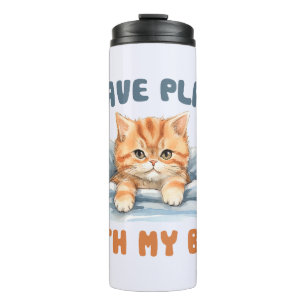 Ik heb plannen met mijn bed - Gezellige Oranje kat Thermosbeker