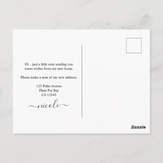 Ik heb Potted Palm Plant bewegende aankondiging ve Briefkaart (Achterkant)