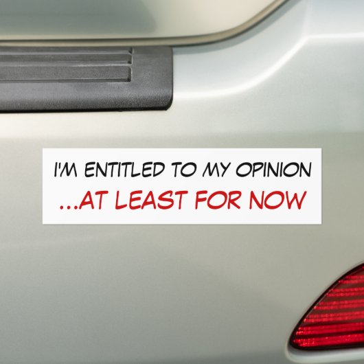 Ik heb recht op mijn mening ...tenminste nu bumpersticker (Op auto)