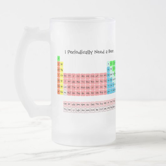 Ik heb regelmatig een bier nodig - Periodic Table Matglas Bierpul (Links)