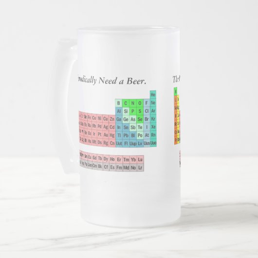 Ik heb regelmatig een bier nodig - Periodic Table Matglas Bierpul (Voorkant links)